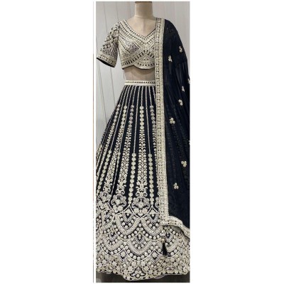 traditional black lehenga handwork