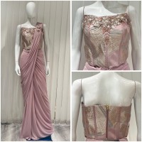 baby pink corset ready saree