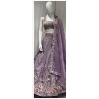 lilac lehenga with embroidered top